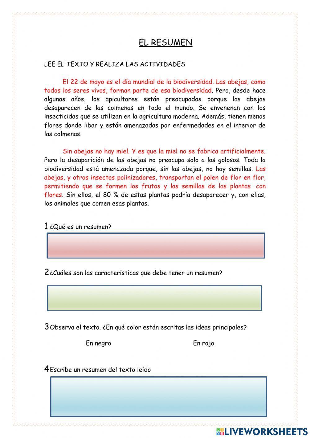 El resumen, la coma y el punto