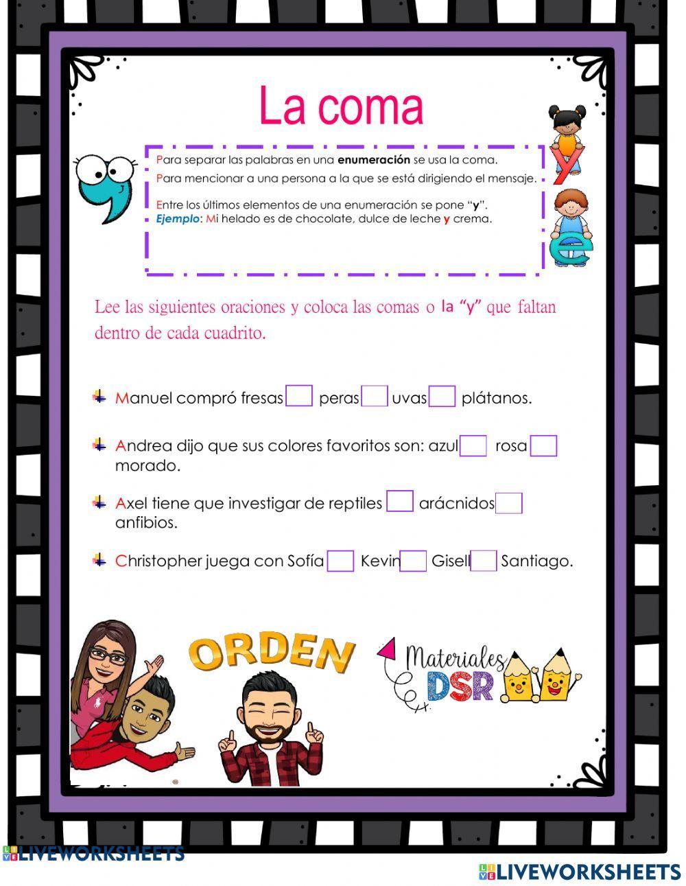 El resumen, la coma y el punto