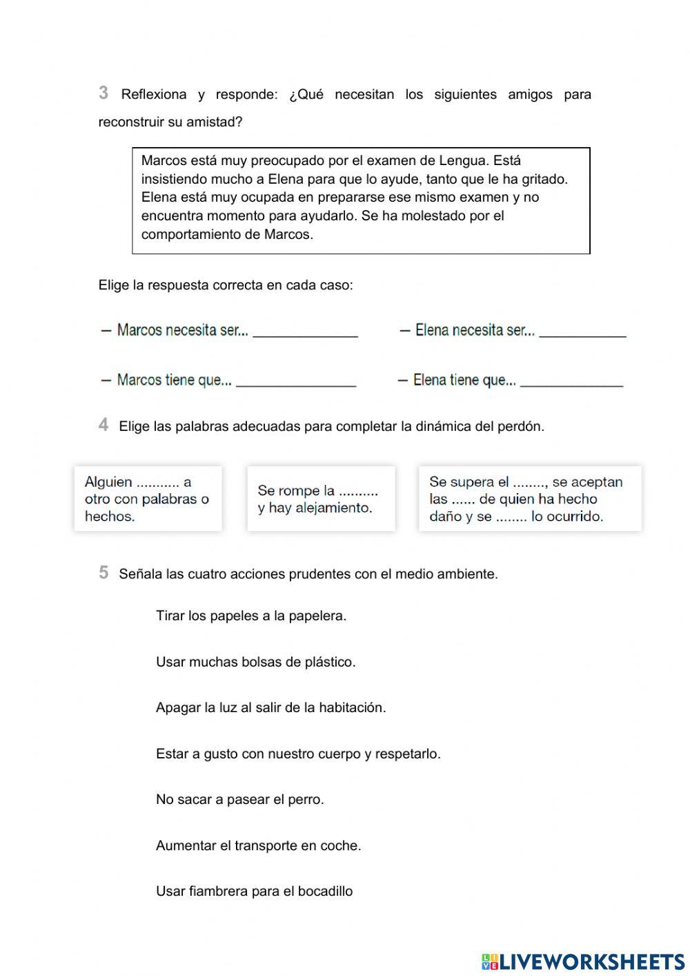 Evaluación Unidad 2 4º Primaria