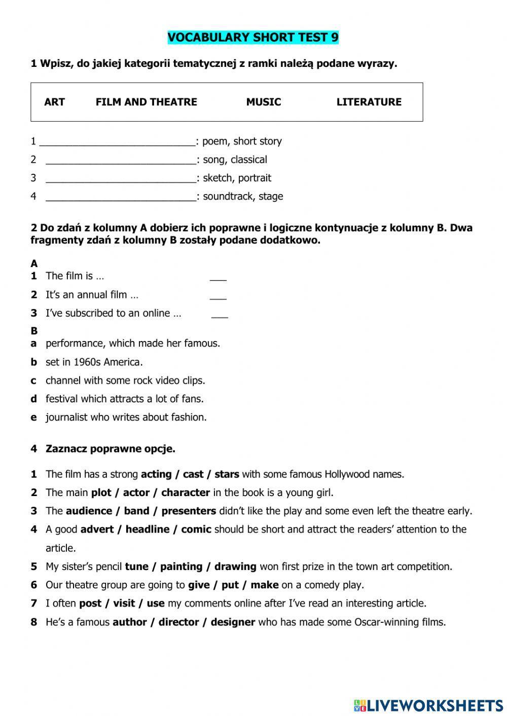 Art and culture vocabulary