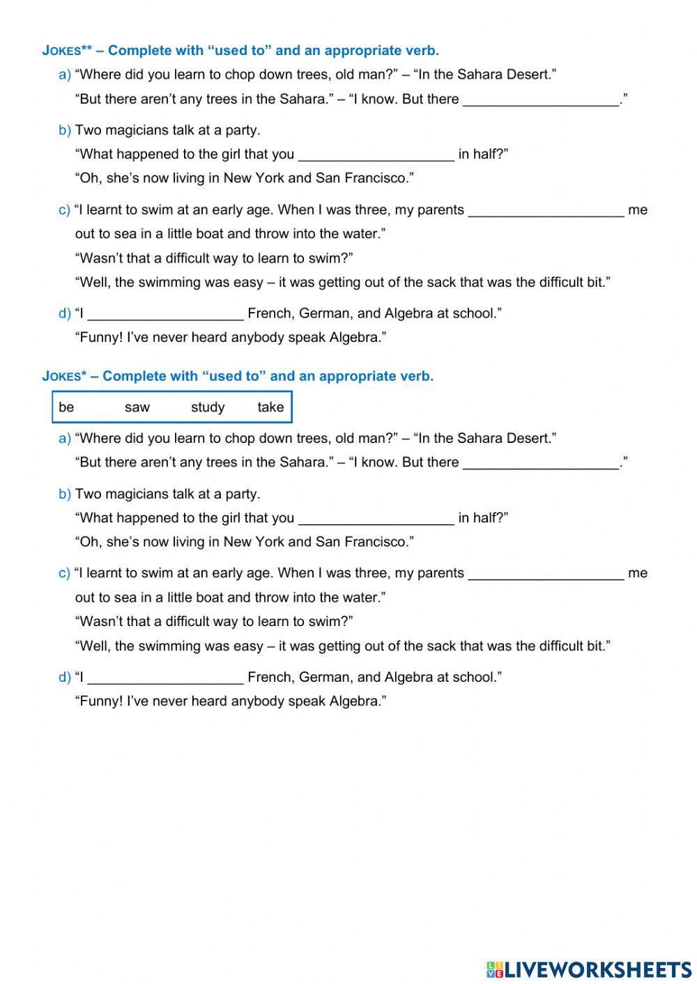 Habits -- -used to- and friends