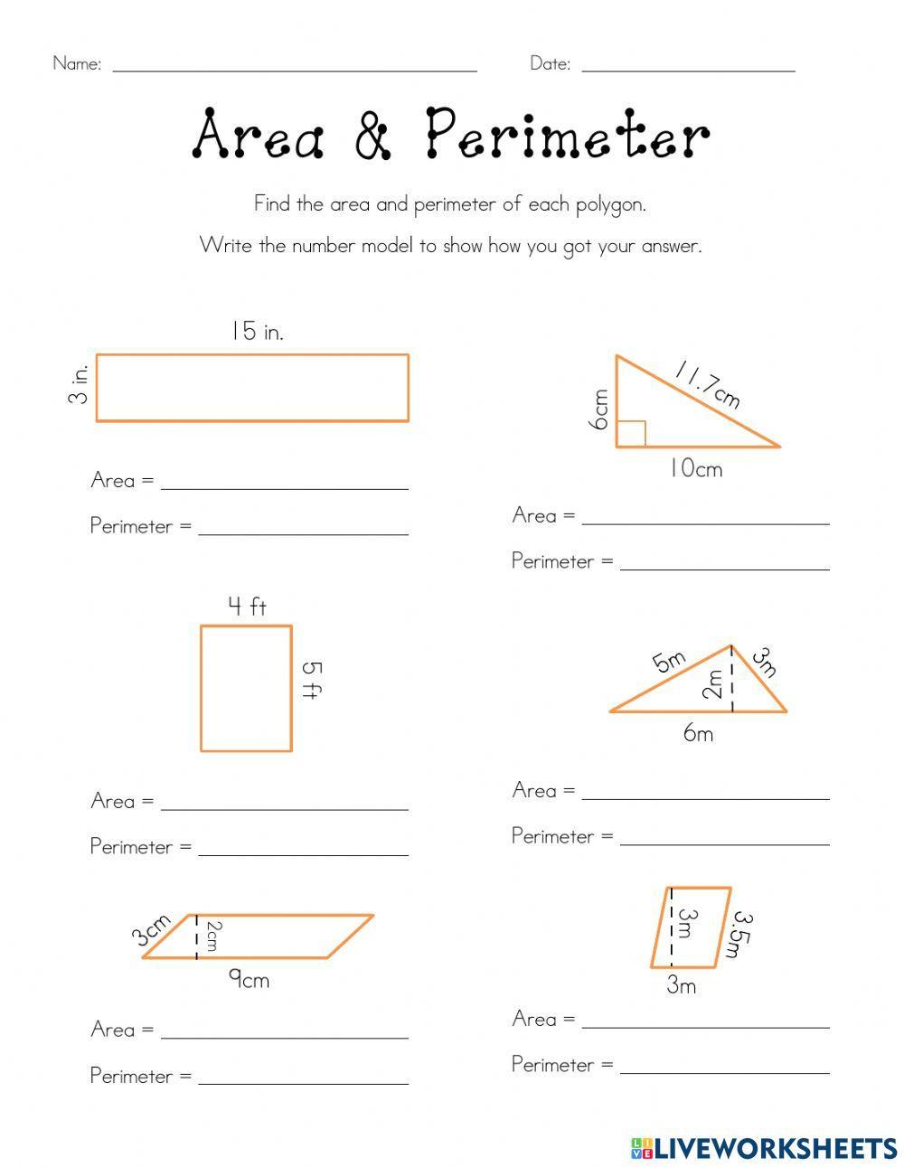 Area and Perimeter of 2D shapes