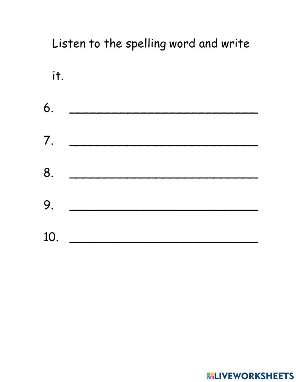 Contractions Spelling Test