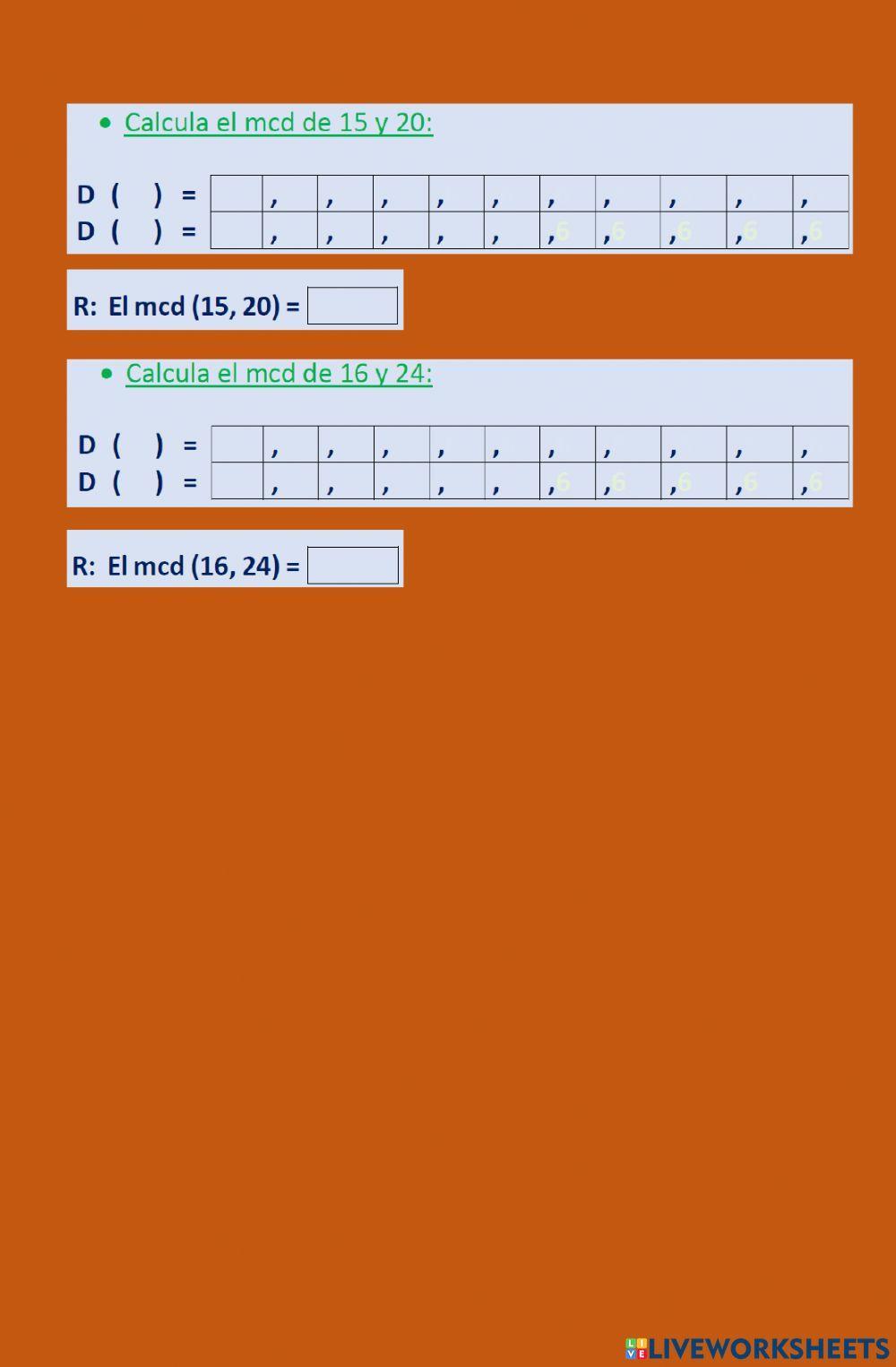 Múltiplos, divisores, mcm y MCD