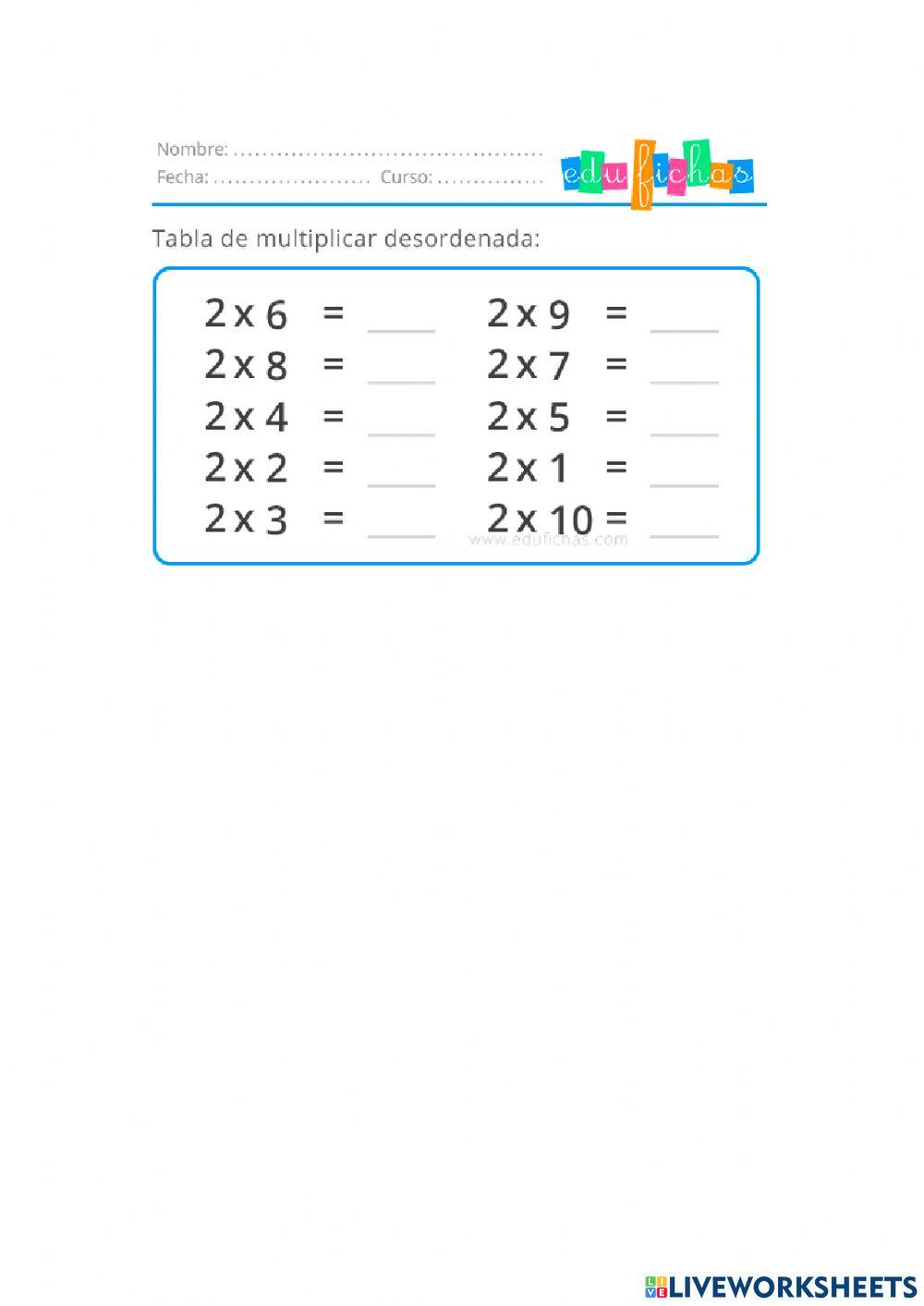 Tablas De Multiplicar Online Exercise For Tercero De Primaria Live Tablas De Multiplicar Online Exercise For Tercero De Primaria Live