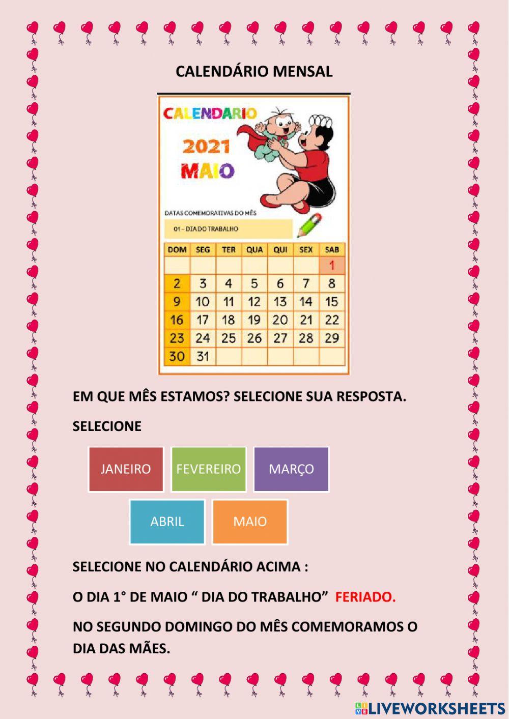 Calendário mensal