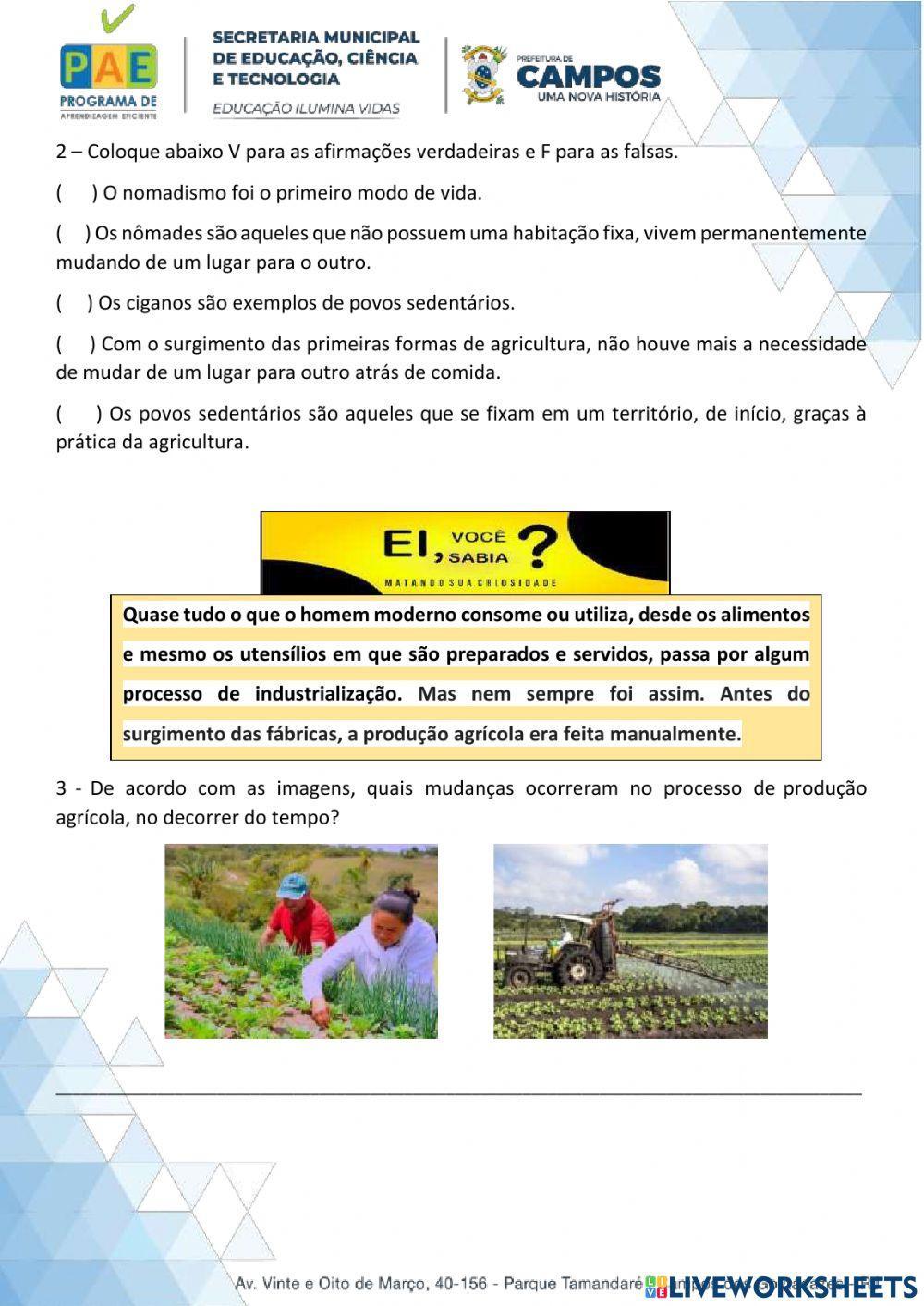 Do nomadismo ao sedentarismo