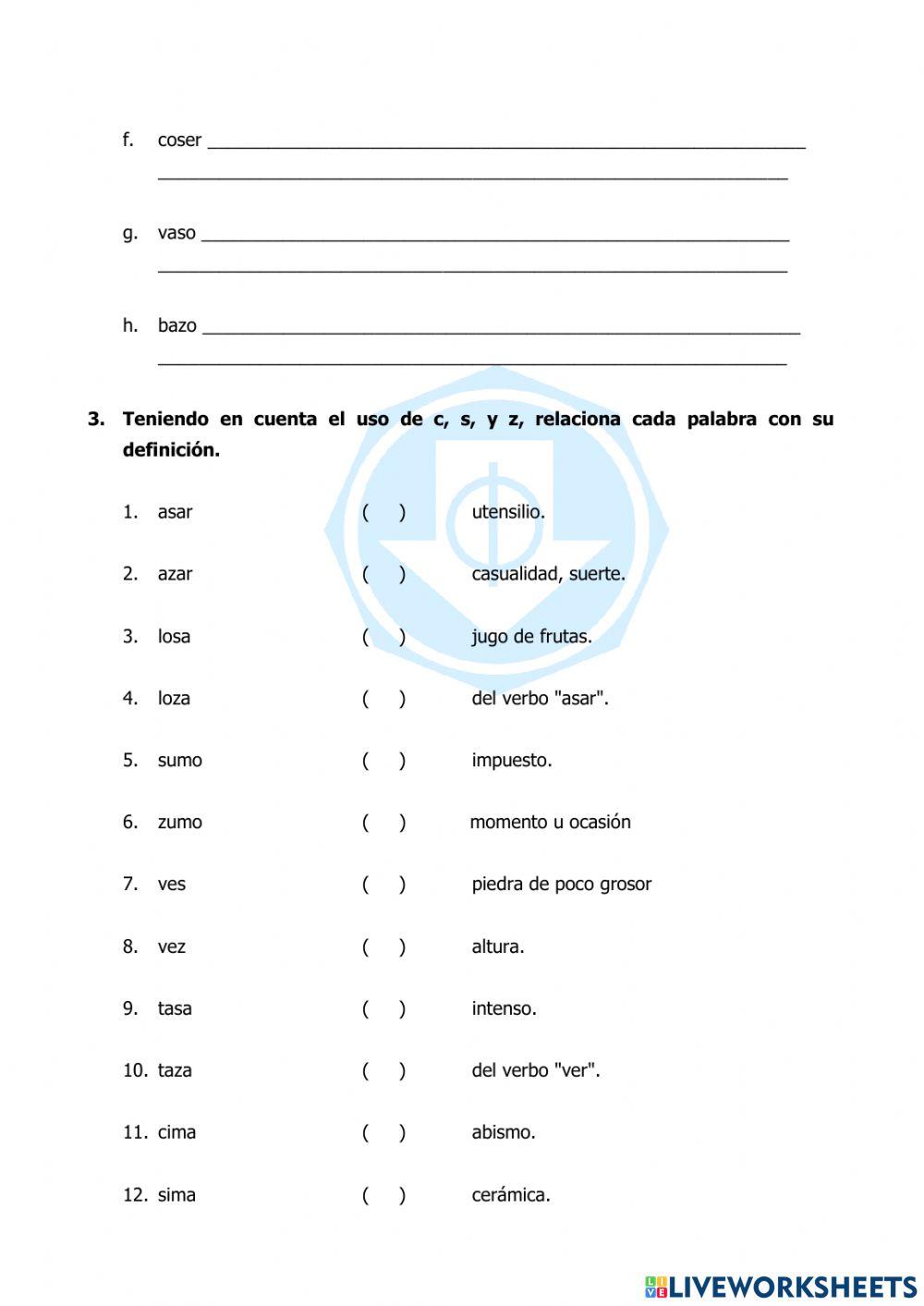 Uso de la letra c.s y z