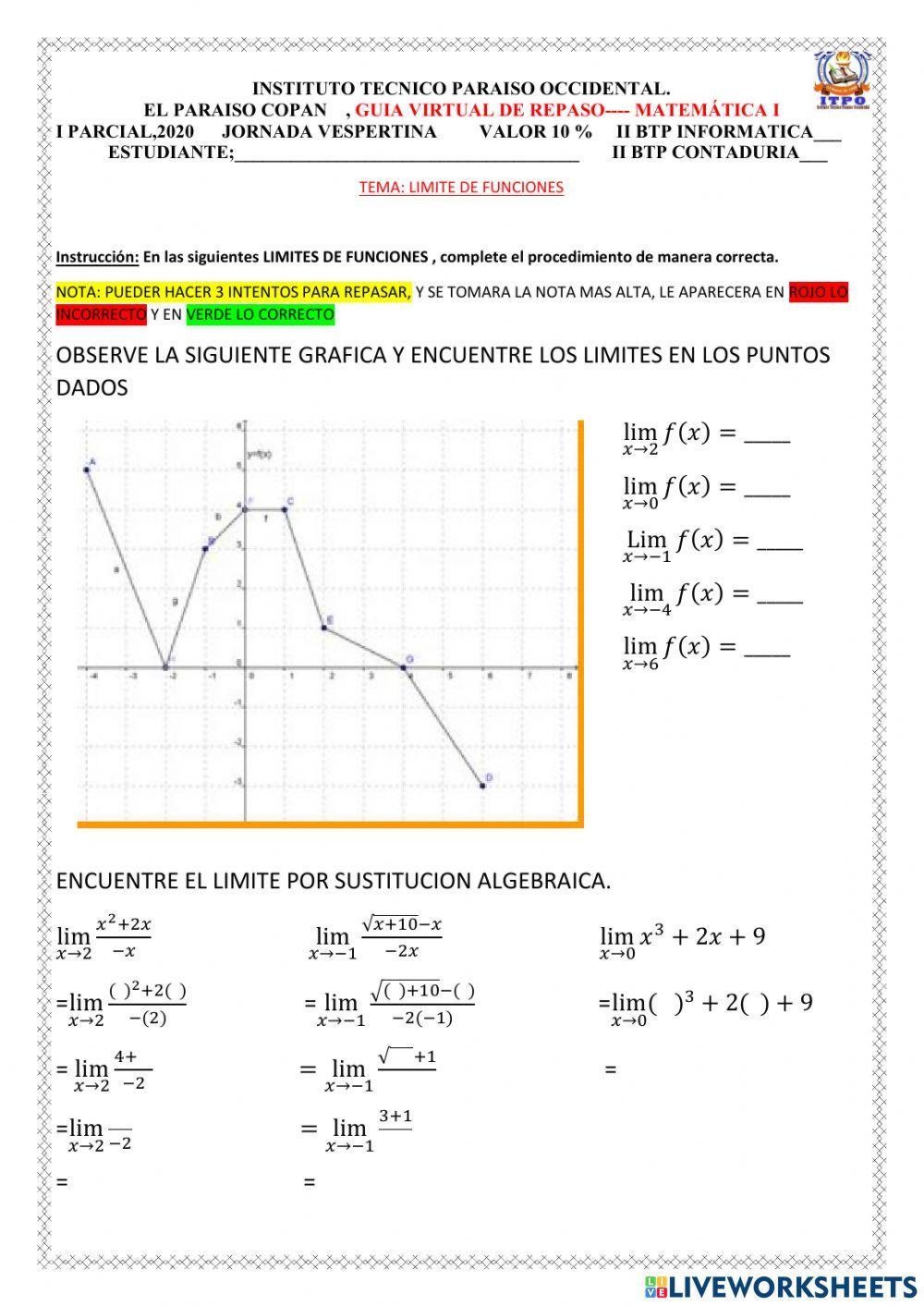 Guia de repaso sobre limites