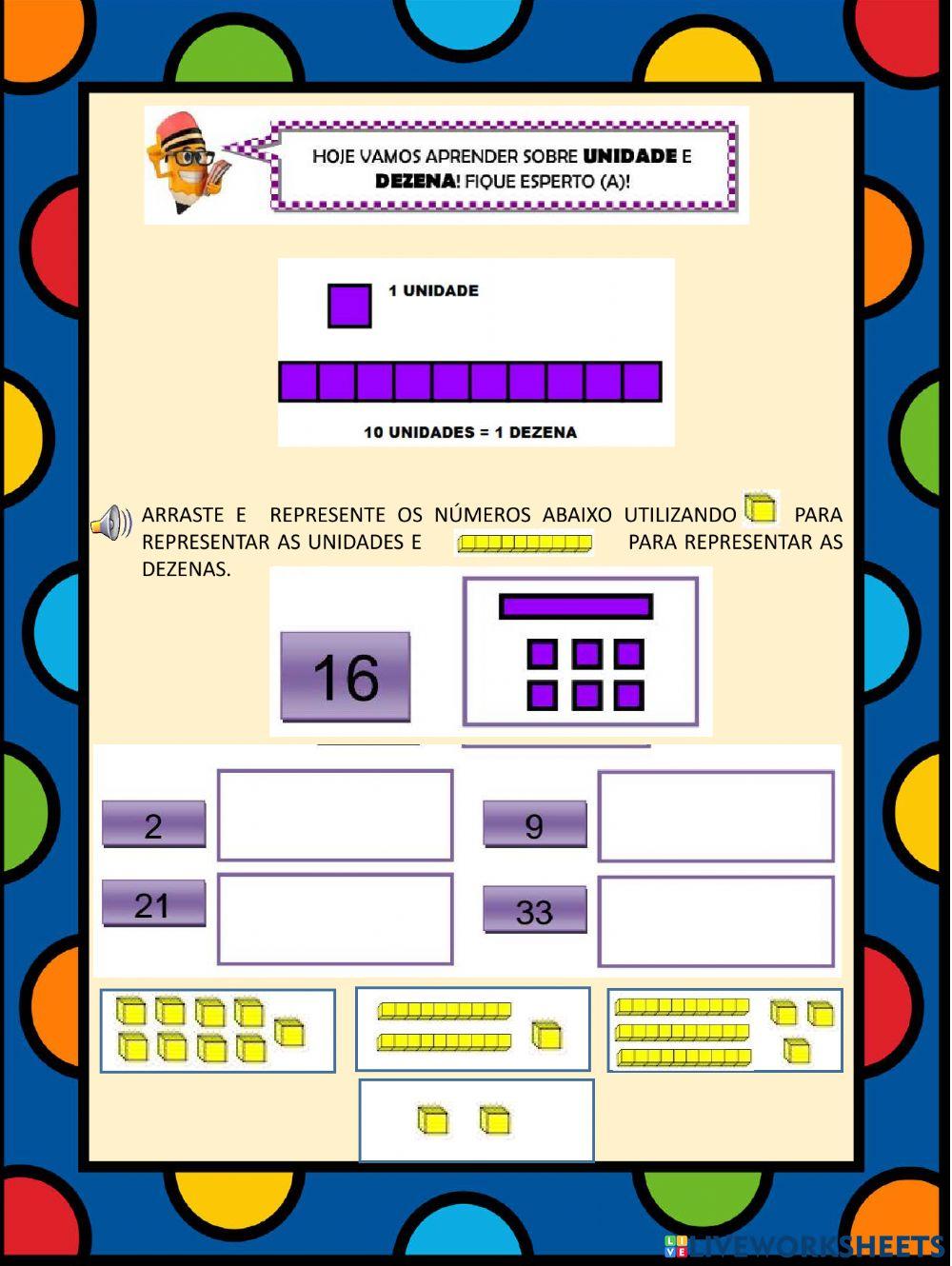 Calendário, ordem numérica e quantidade