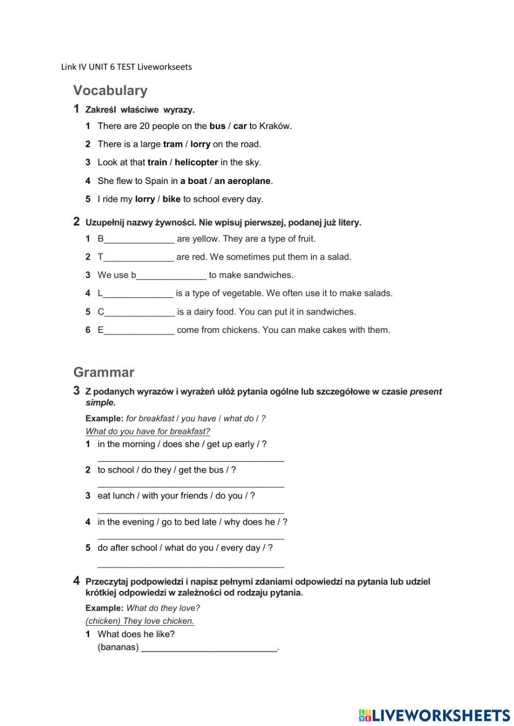 Link IV Unit 6 Free Interactive Worksheets 6571606