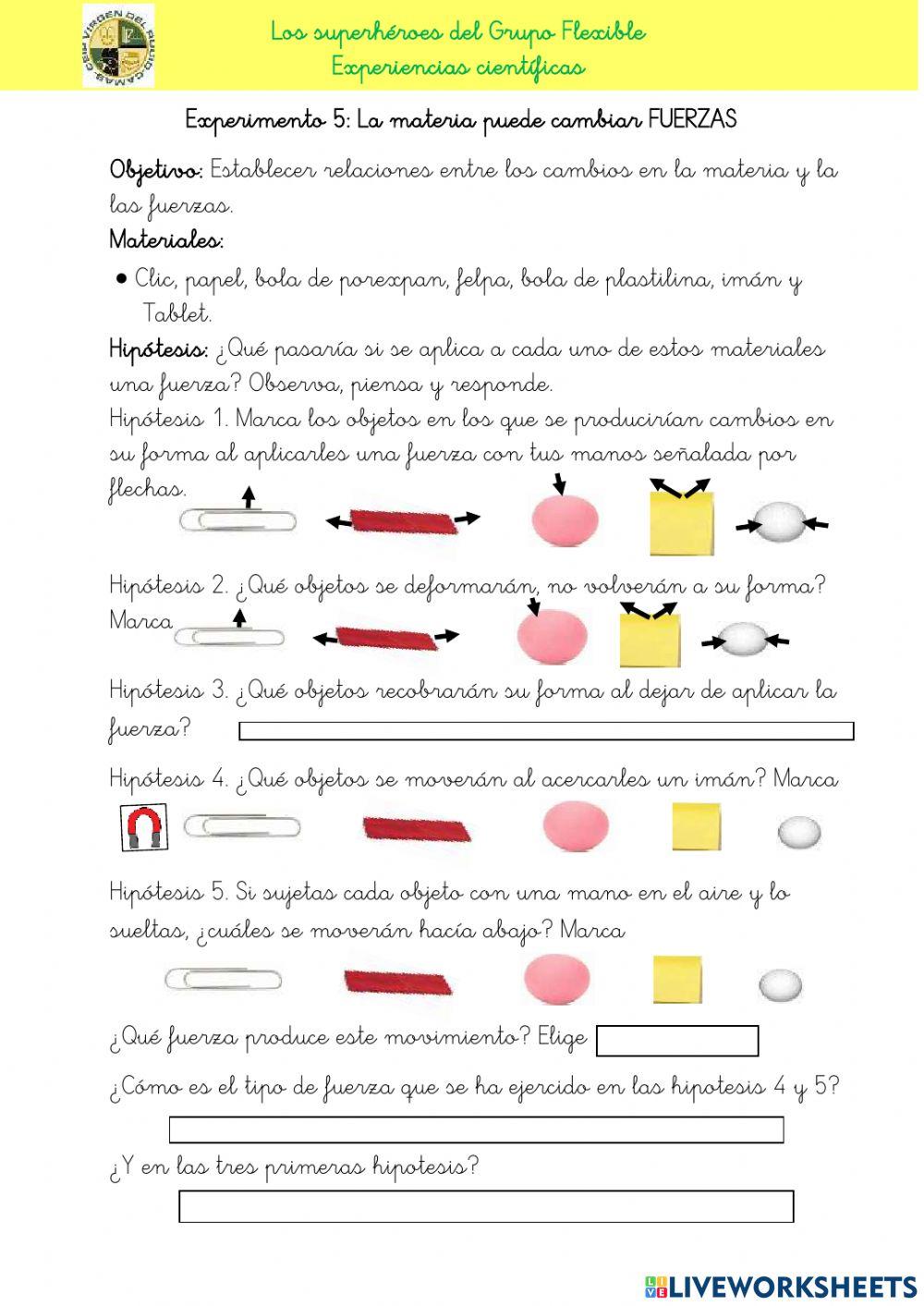 Experiencias científicas fuerzas