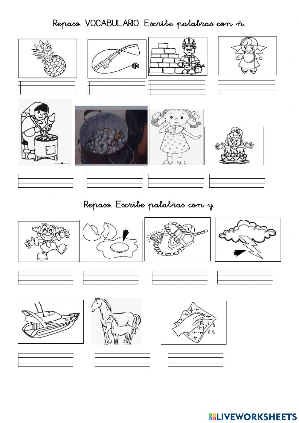 Vocabulario ñ, ch, j, x, w, y