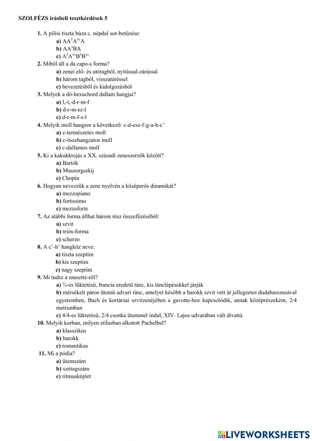 Szolfézs teszt 5