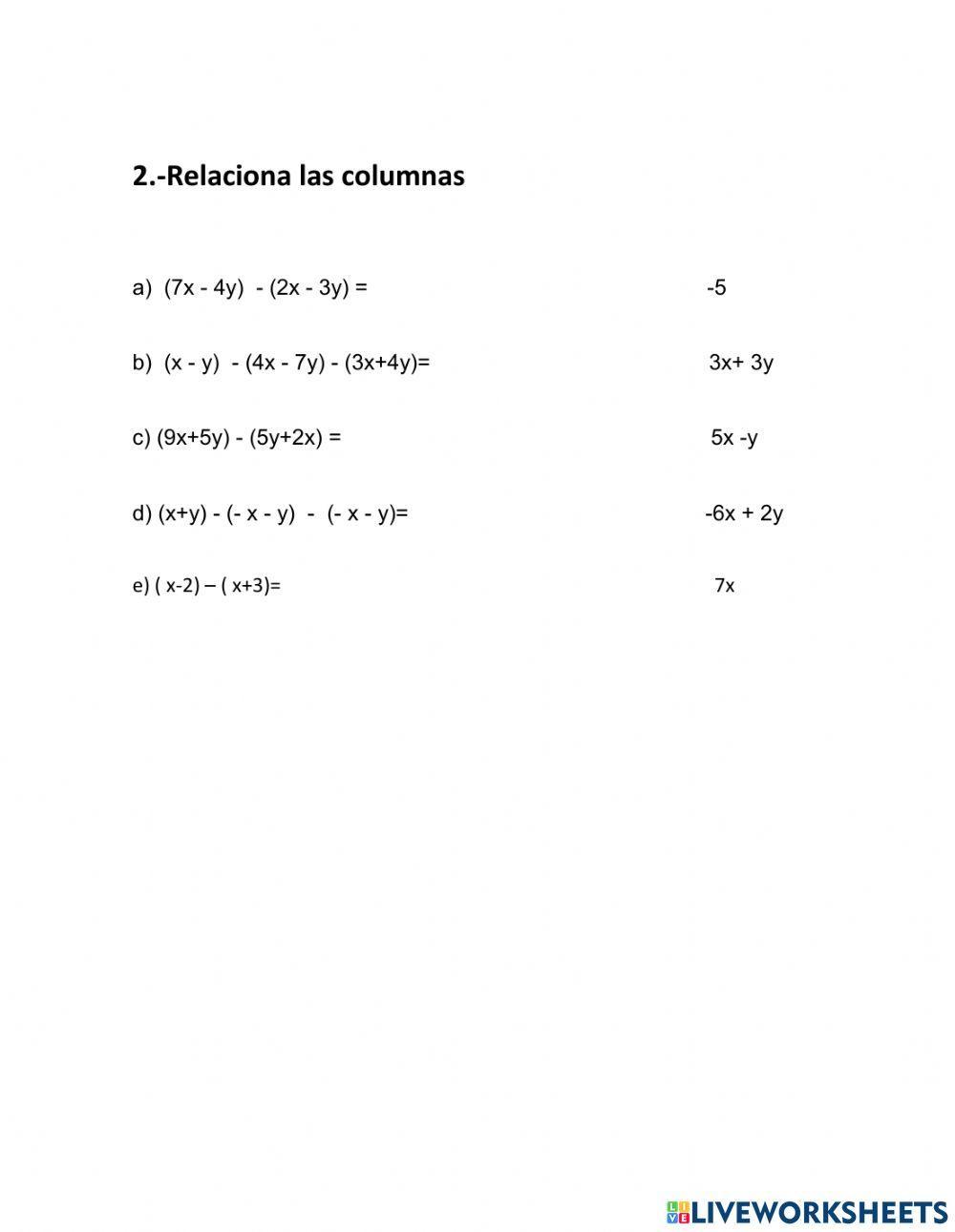 Suma de monomios y polinomios