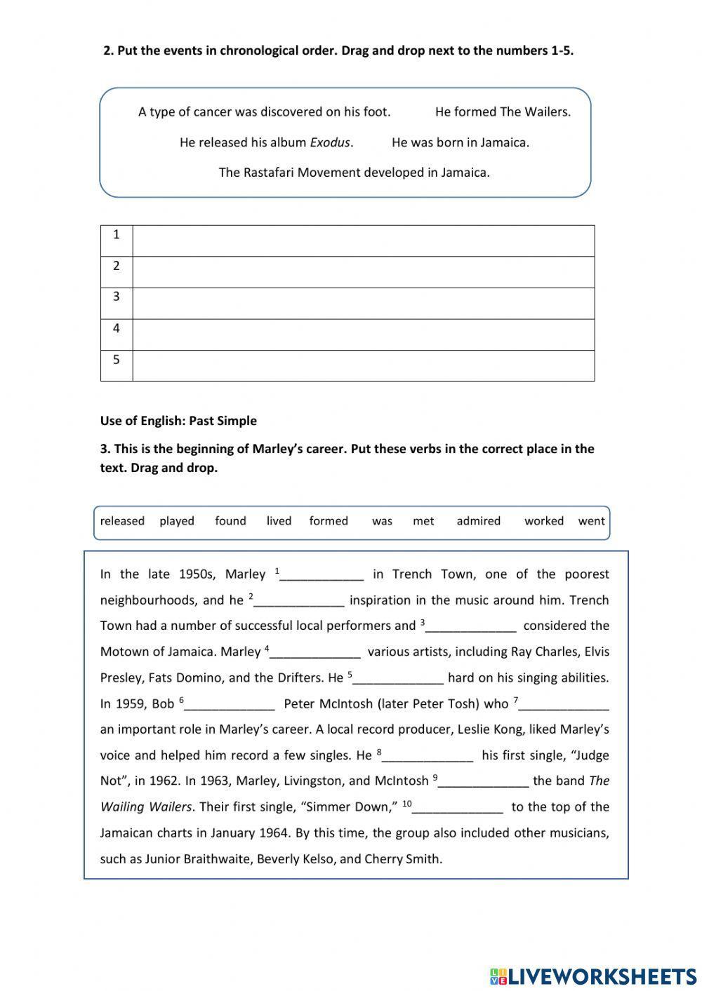 Assignment: Biographies - Past Simple