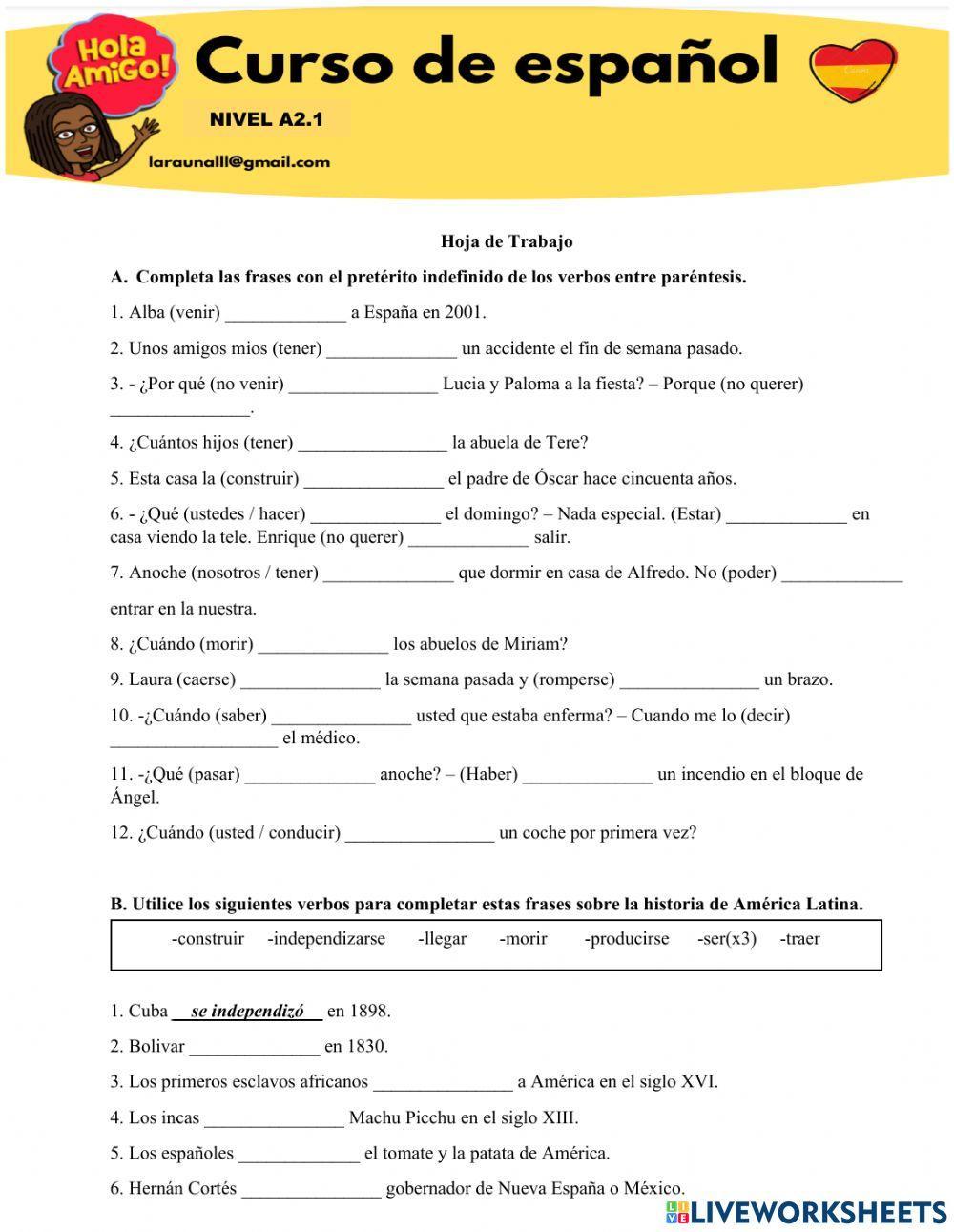 Preterito Indef Free Interactive Worksheets 969599 Preterito Indef Free Interactive Worksheets 969599
