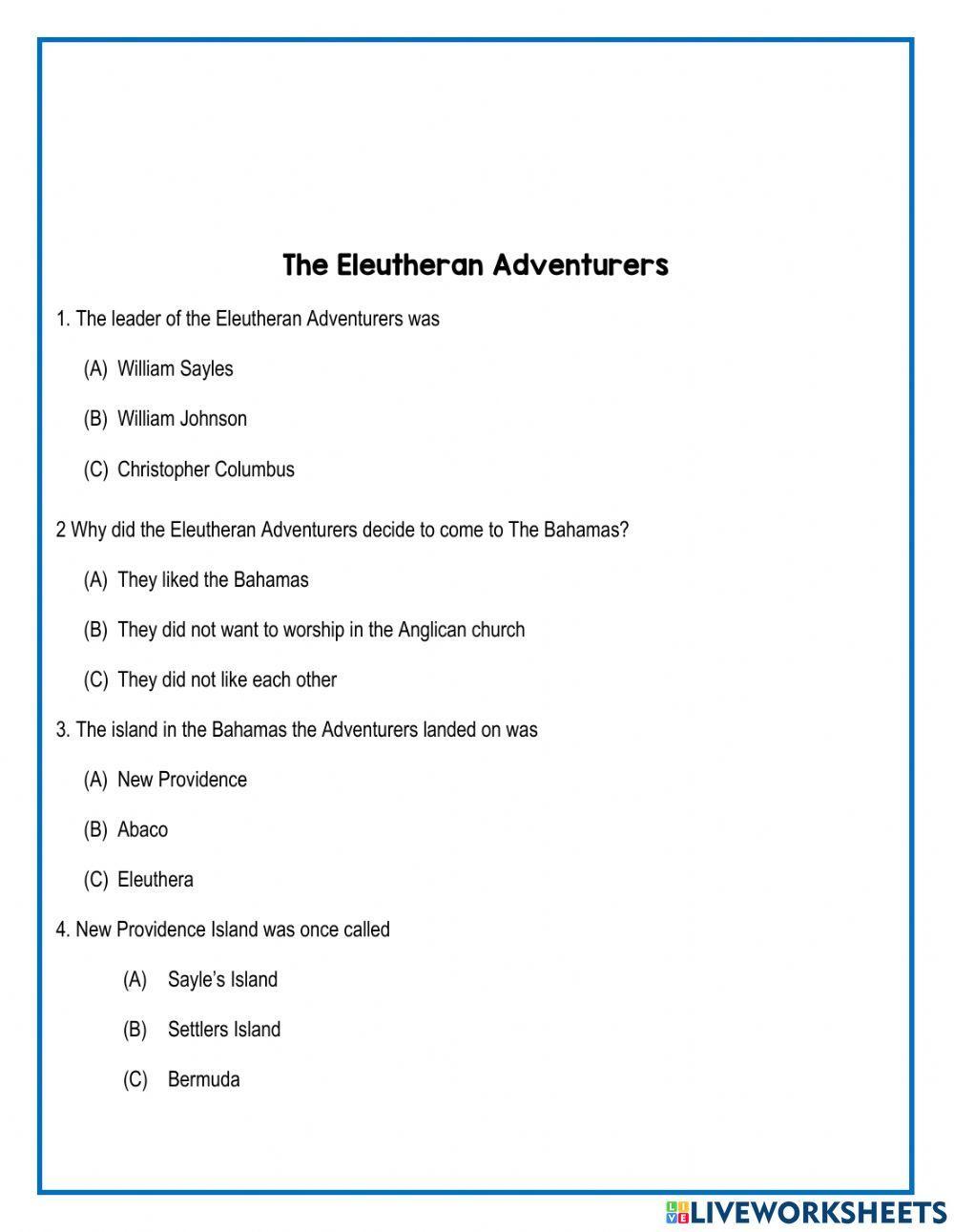 The Eleutheran Adventurers