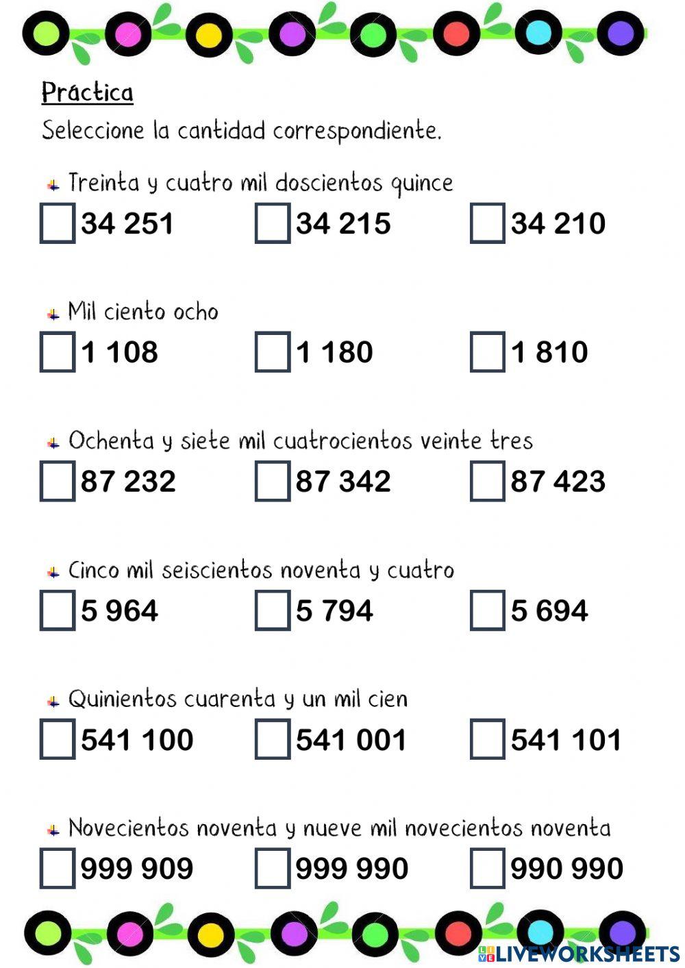 Lectura de cantidades