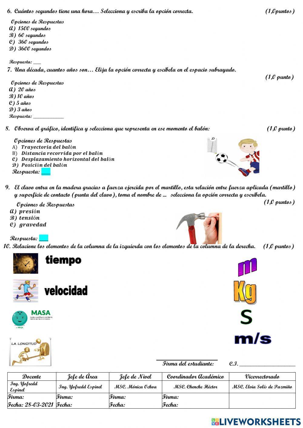 Prueba diagnóstico física 1ero bgu