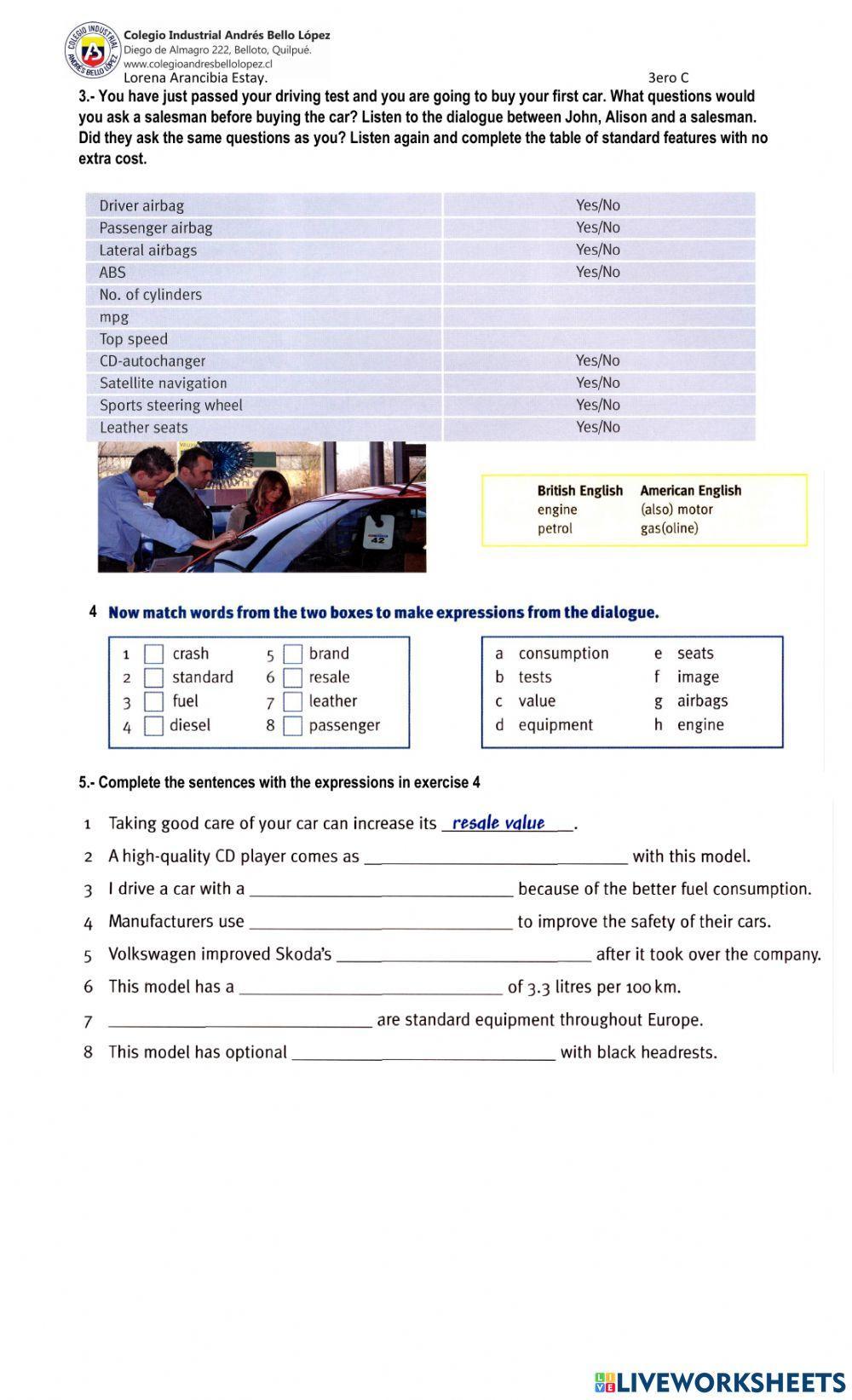 Types of cars and features