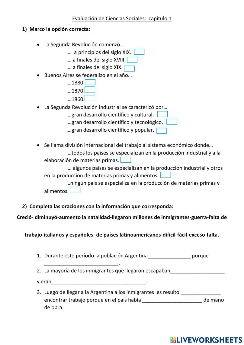 Evaluación Ciencias Sociales: capítulo1