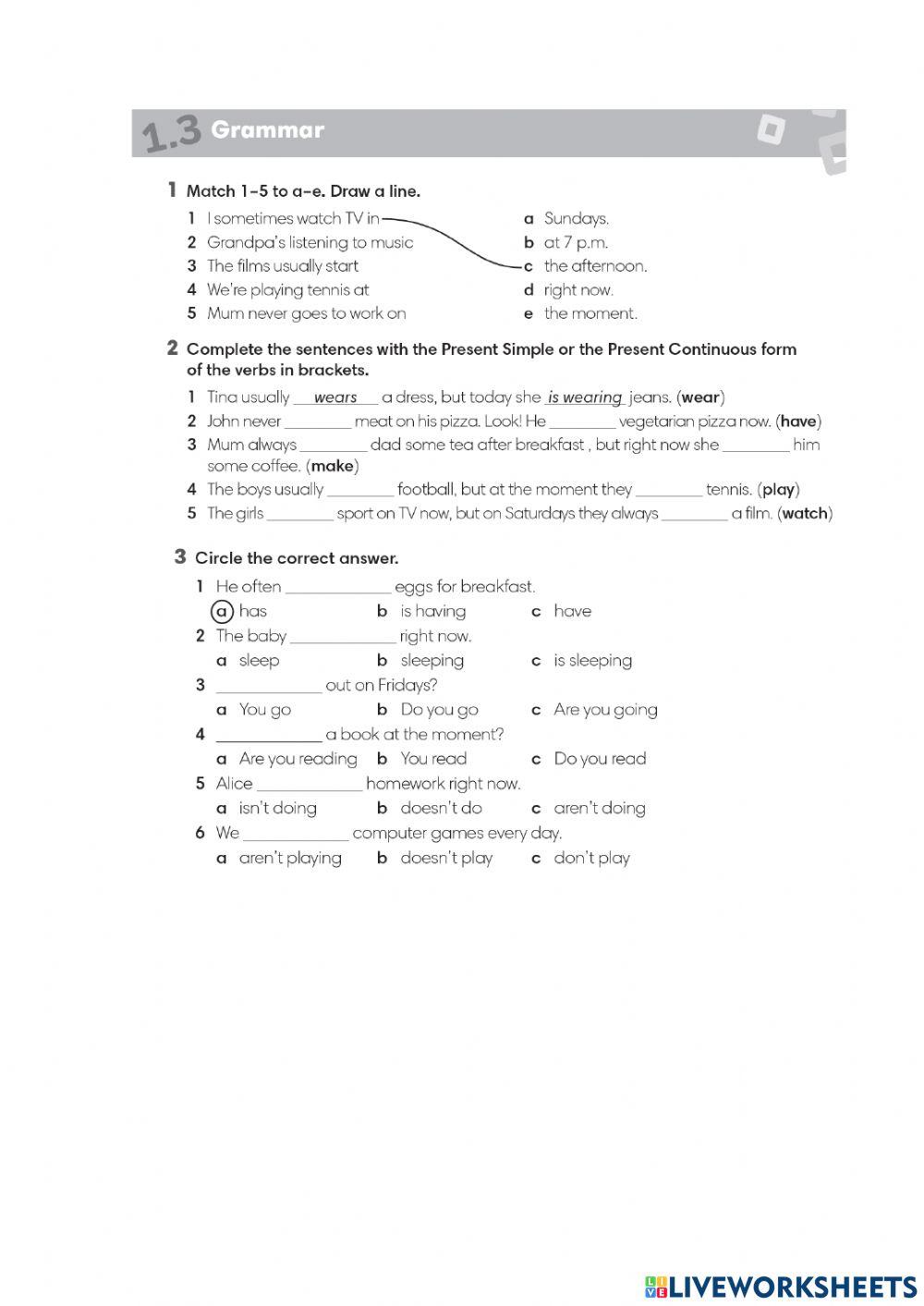 Present simple and continuous