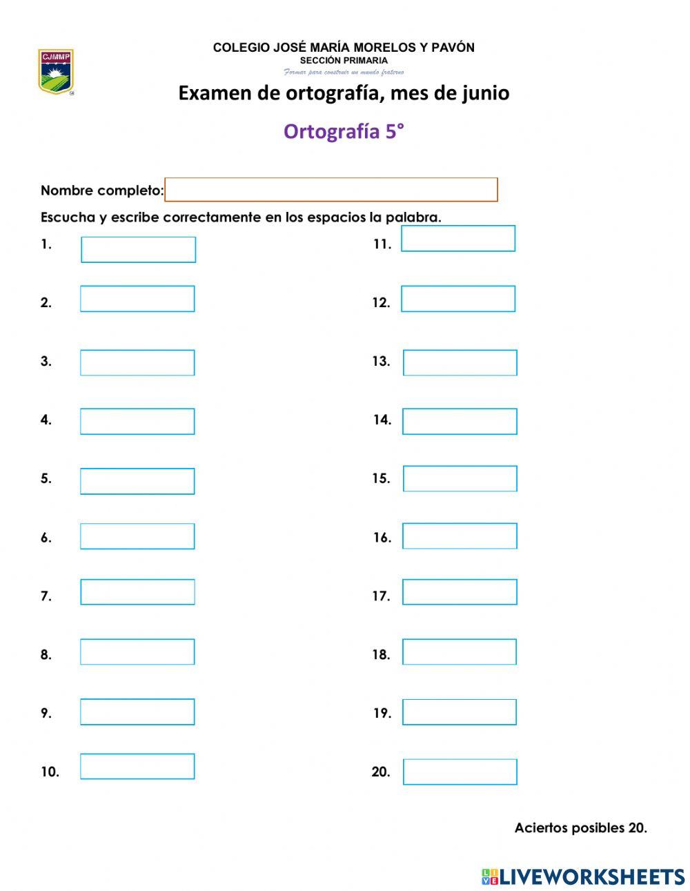 Vocabulario 5° JUNIO