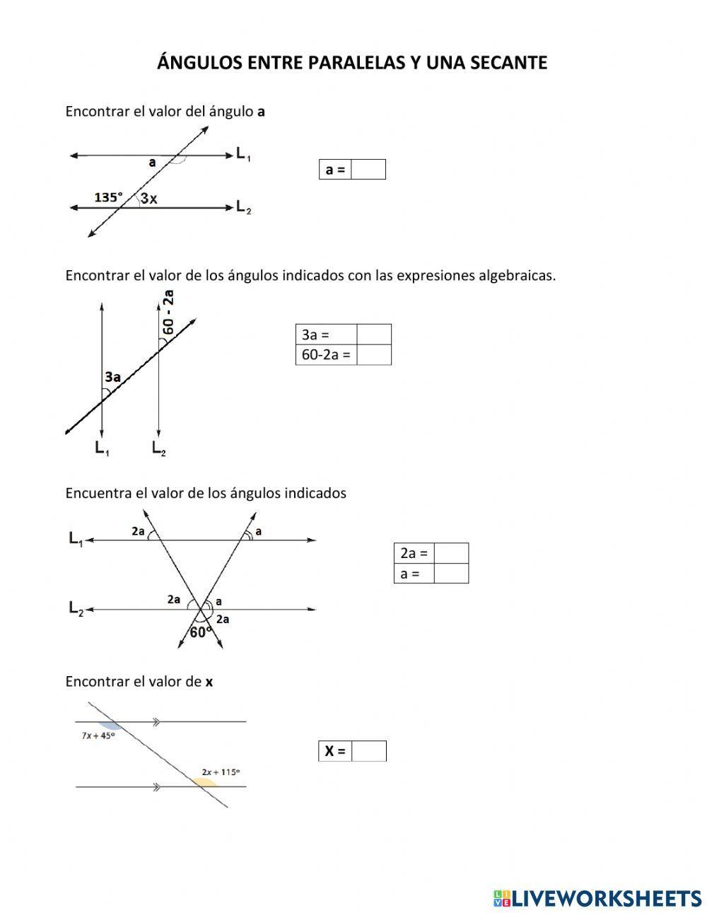Ángulos entre paralelas y una secante