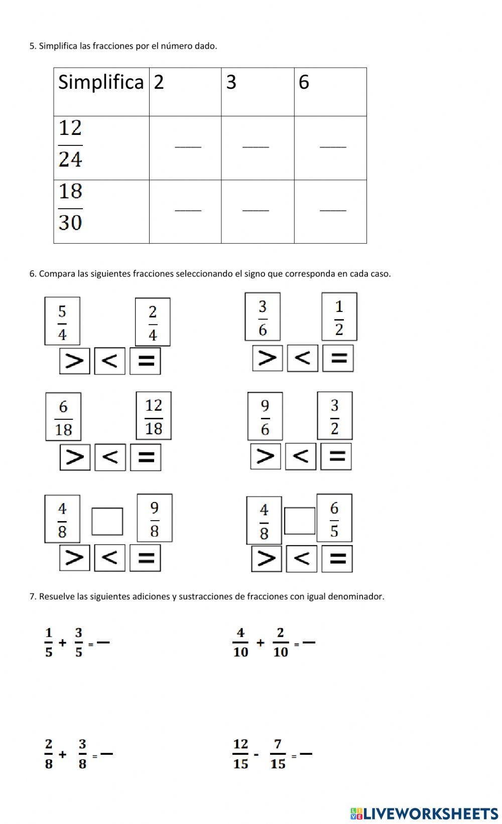 Ejercitando fracciones