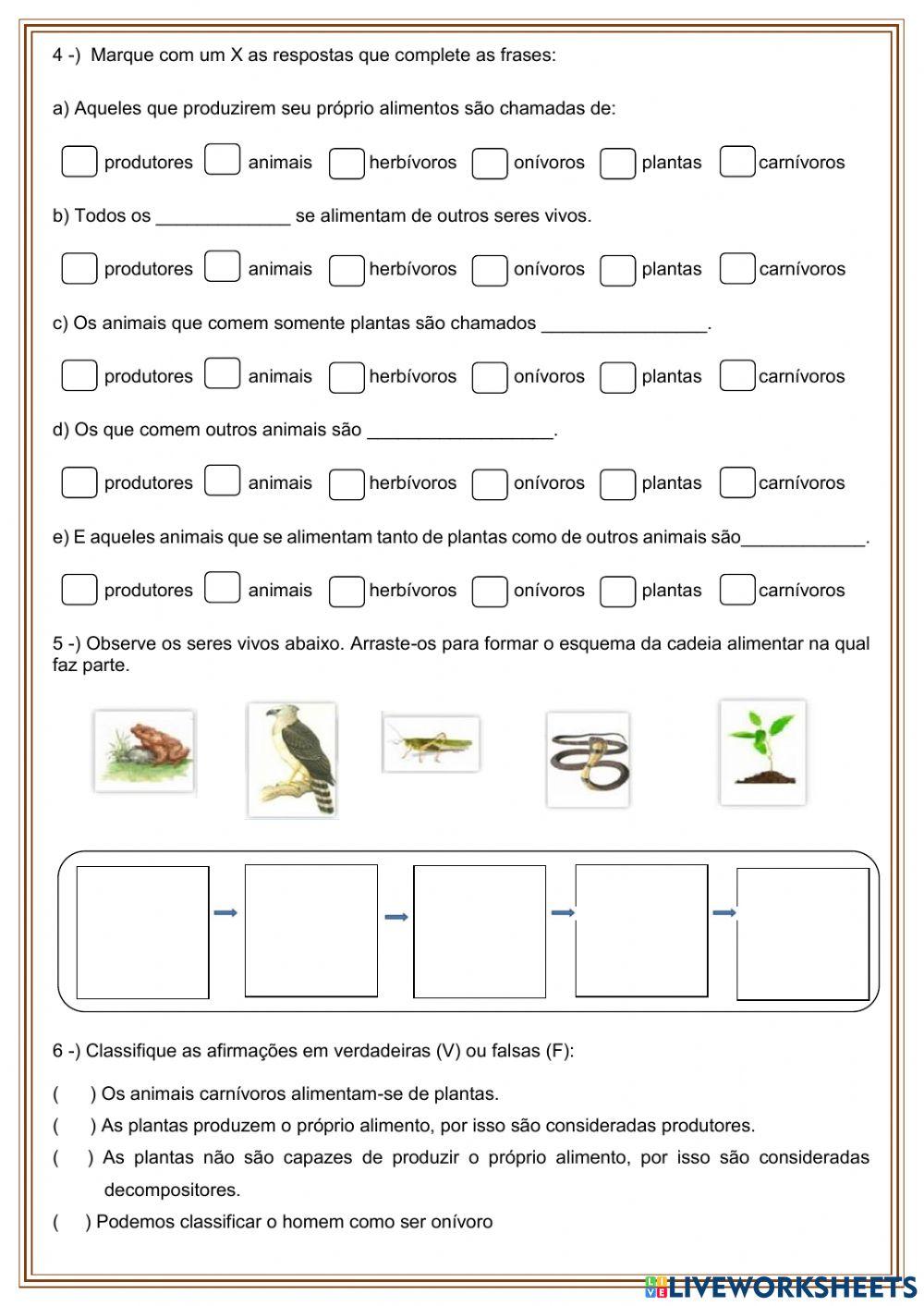 Avaliação Bimestral de Ciências 4ª Ano