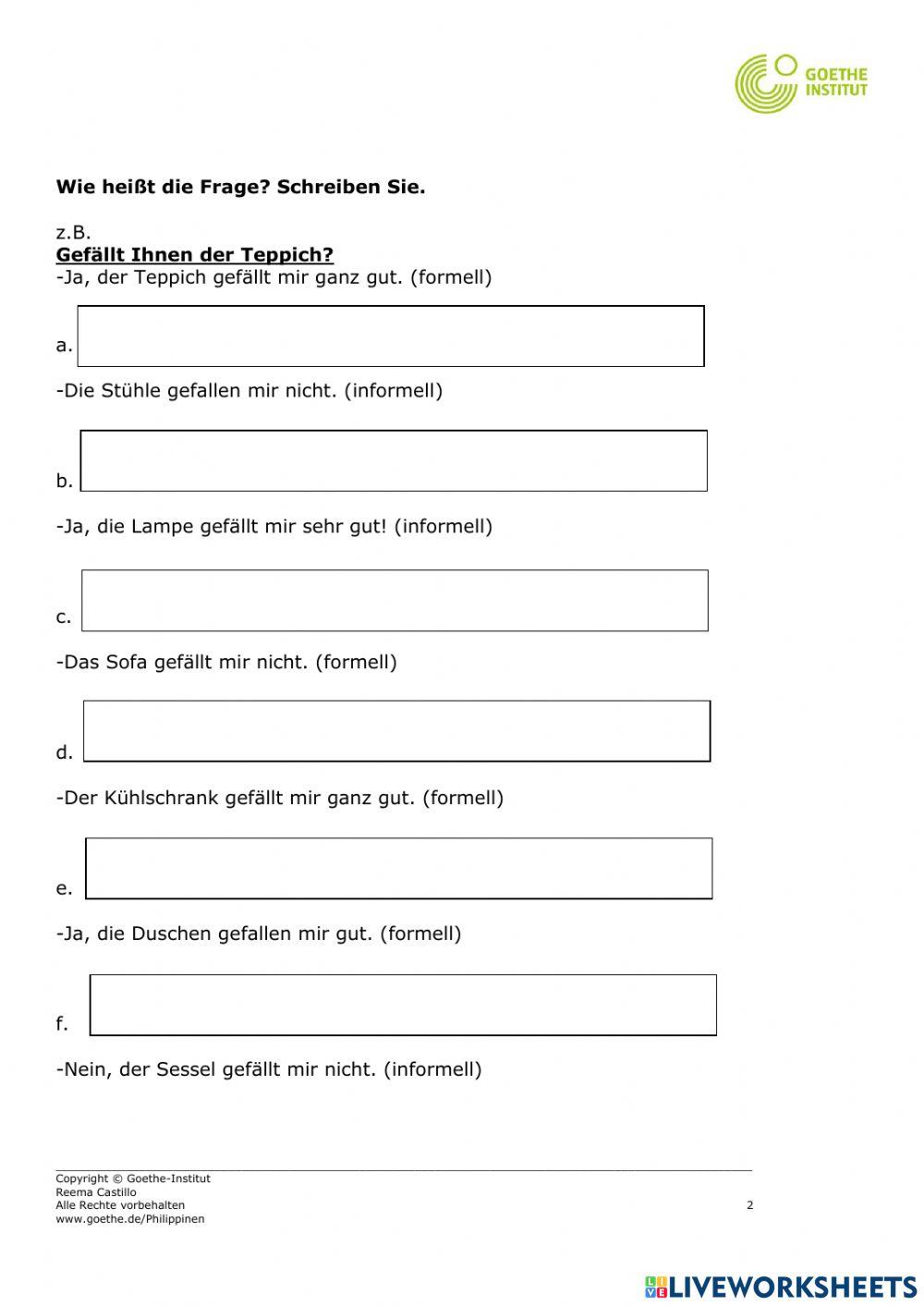Gefällt-Gefallen Übung
