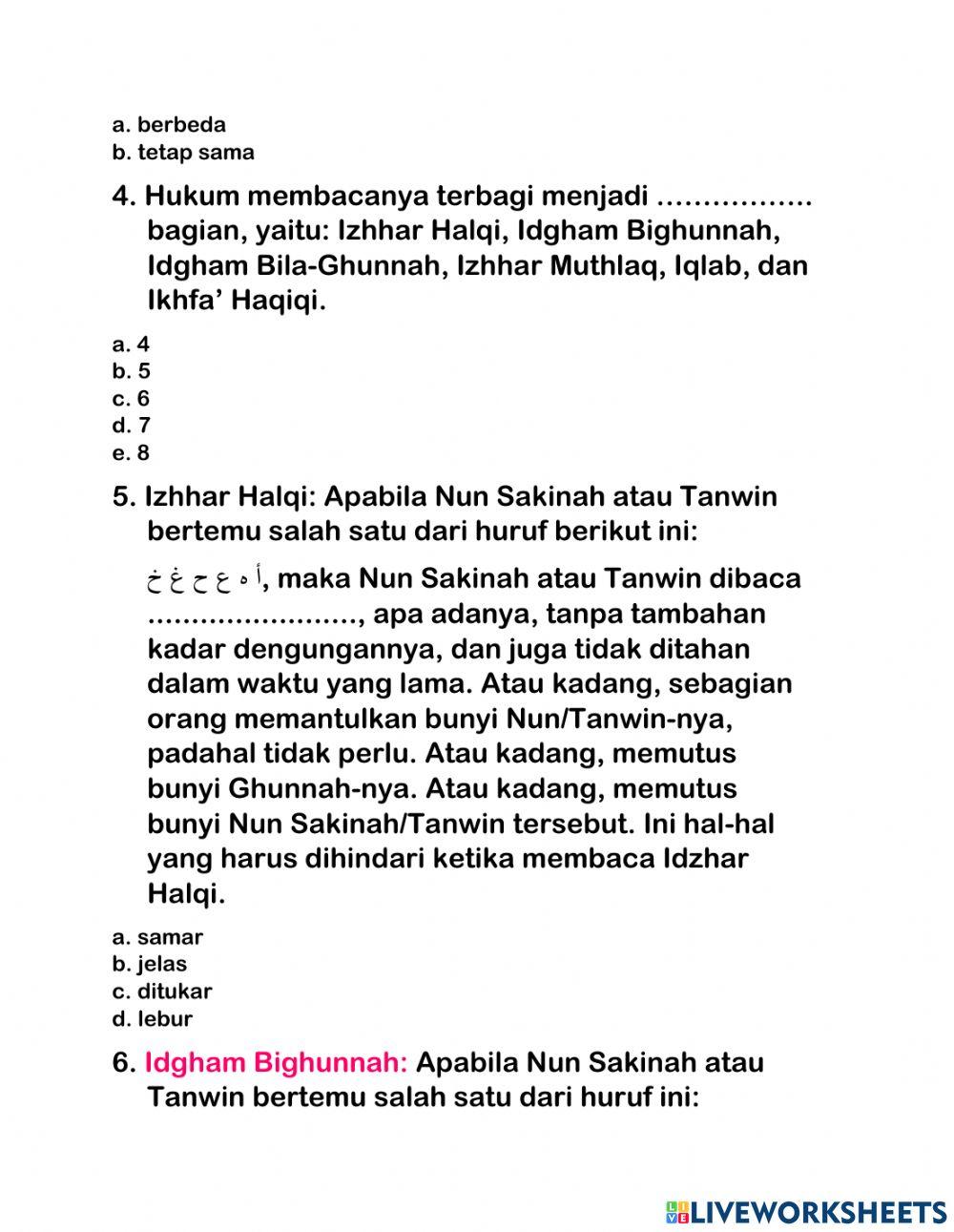 LK Hukum Nun Sukun dan Tanwin