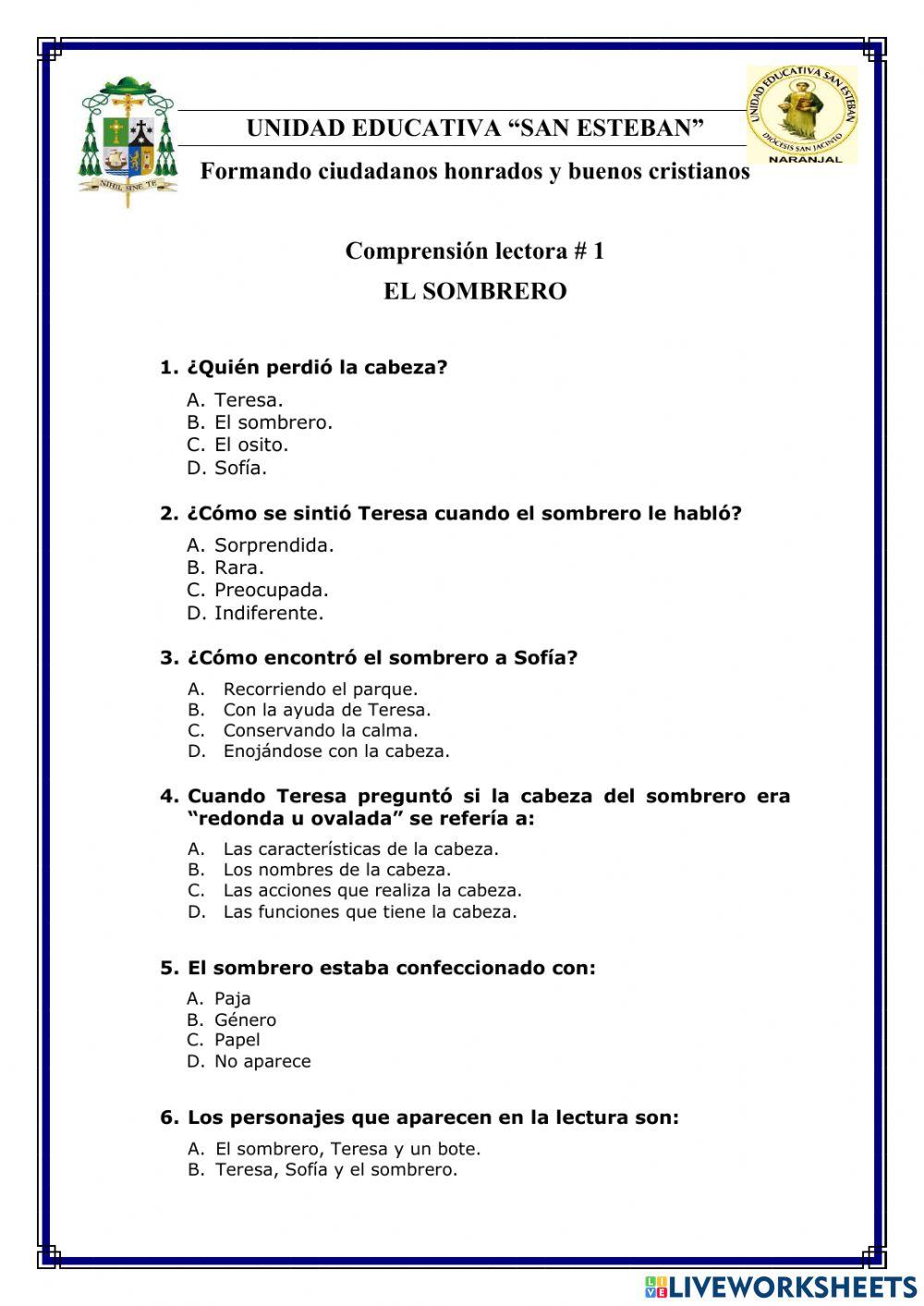 Lectura -el sombrero-