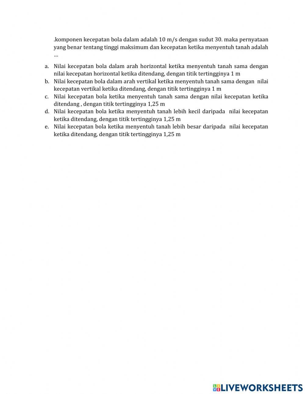 Penilaian kognitif gerak parabola revisi