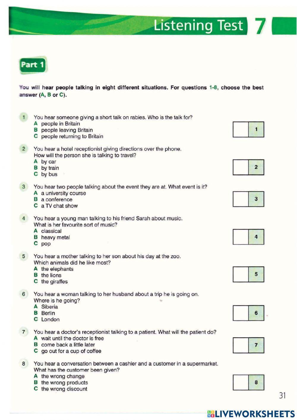 FCE Listening Test - 7, 8