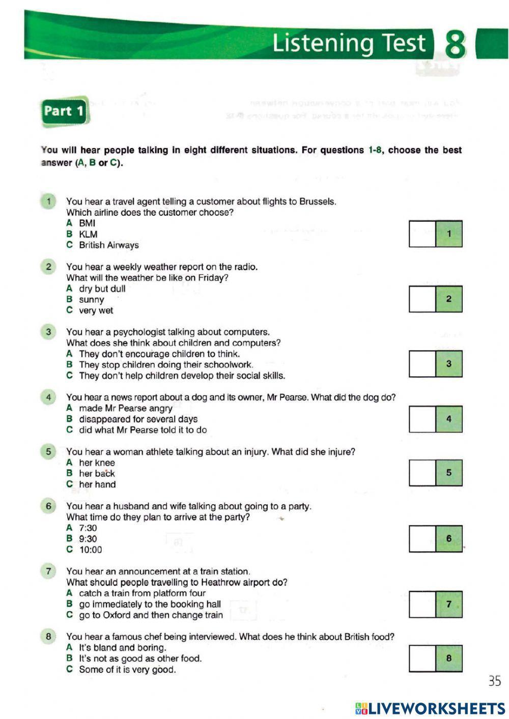 FCE Listening Test - 7, 8