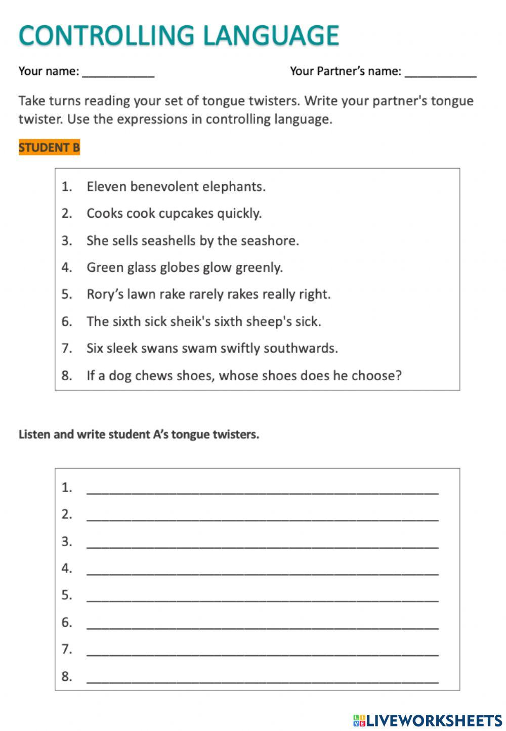 Controlling language B