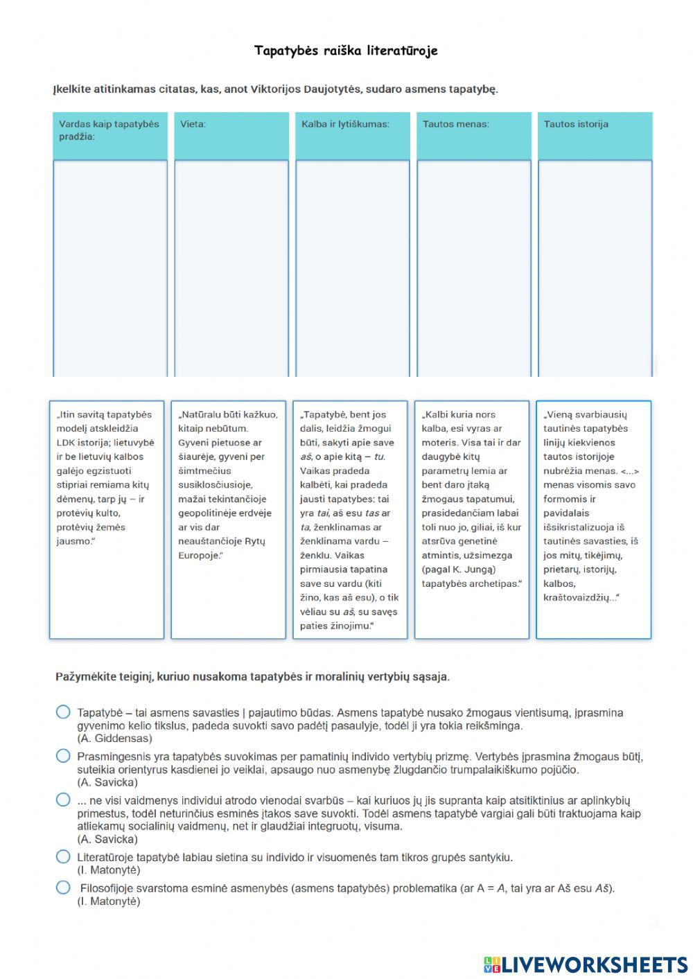 Tapatybės raiška literatūroje