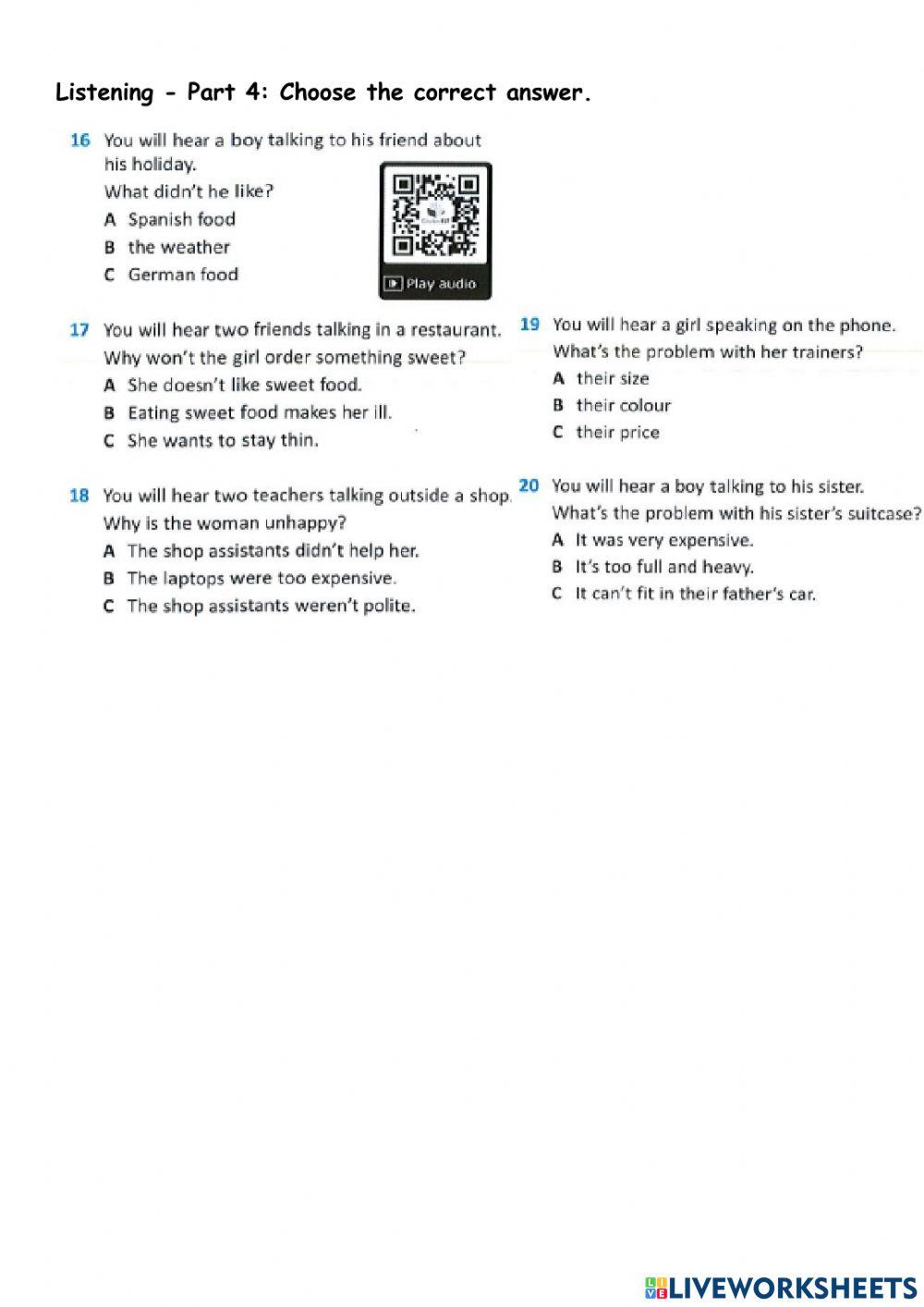 6c e Listening Part 4 5 - test 1