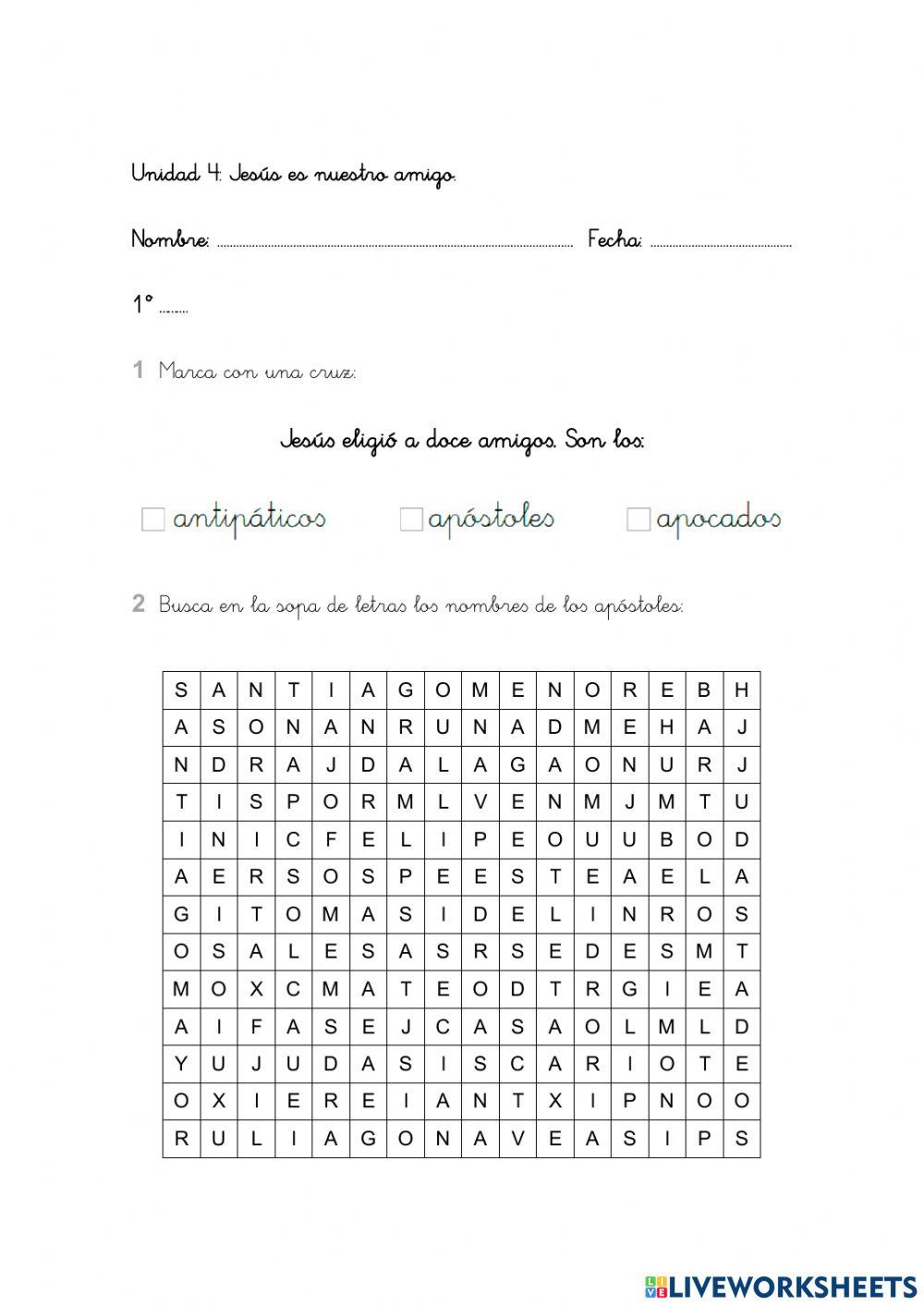 Evaluación Unidad 4 1º Primaria