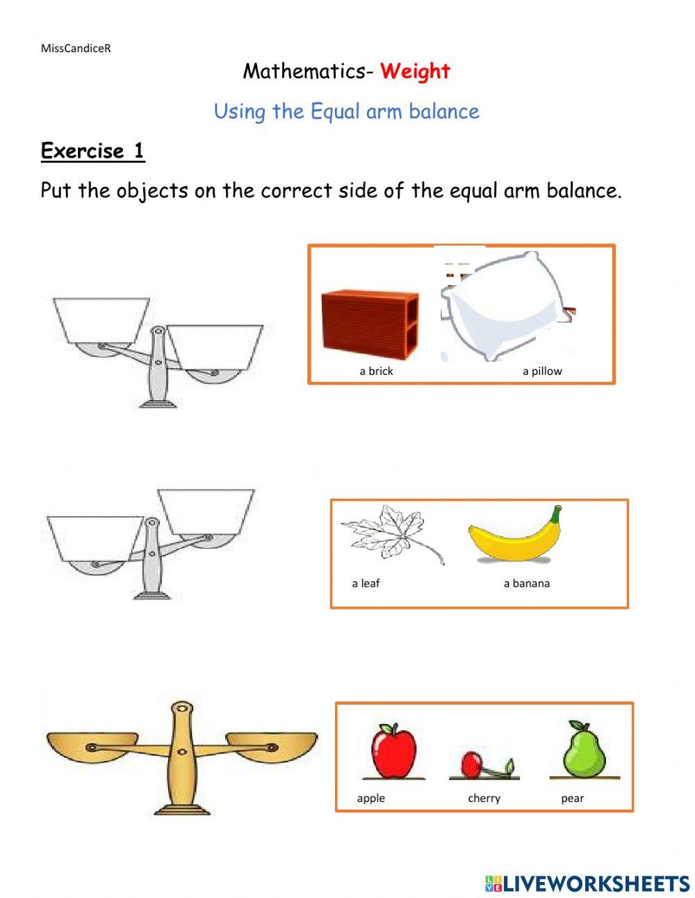 Using the equal arm balance Using the equal arm balance