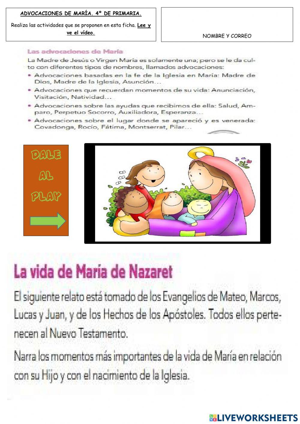 Advocaciones de María. 4º de Primaria.Tierno Galván