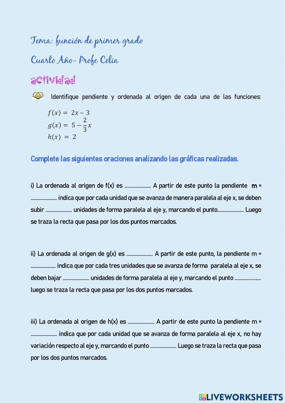 Función de primer grado