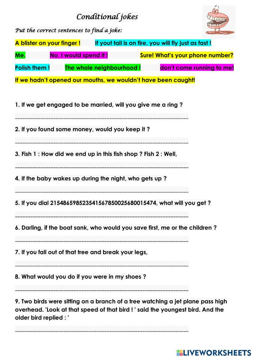 Conditionals online exercise for Grade 9 | Live Worksheets