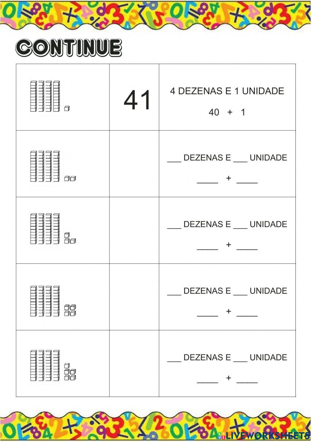 Números do 40 ao 49