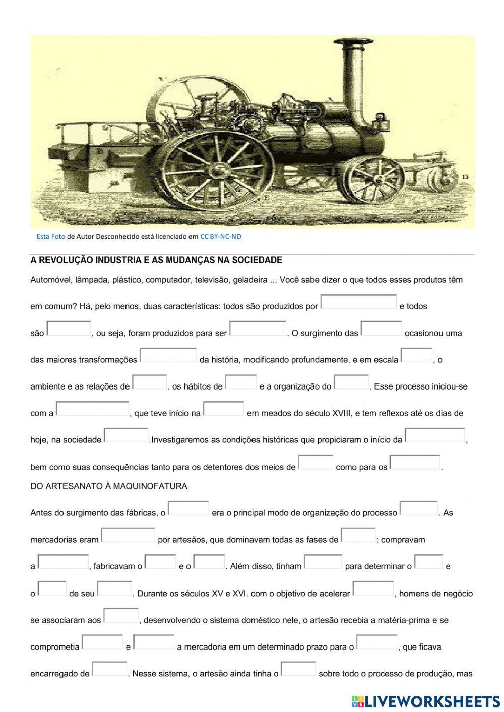 ATIVIDADES SOBRE A REVOLUÇÃO INDUSTRIAL