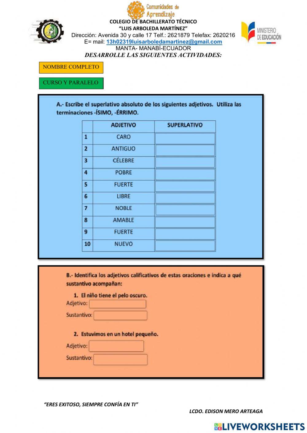 Partes variables de la oración