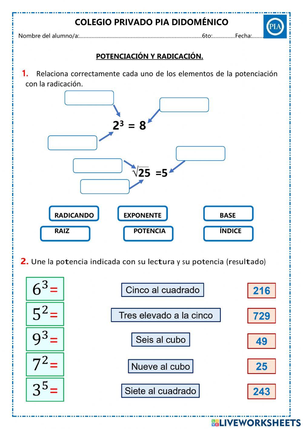 Potenciación y radicación