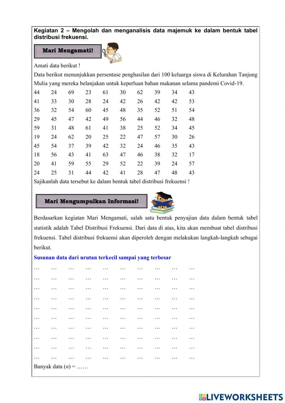 Penyajian Tabel Distribusi Frekuensi